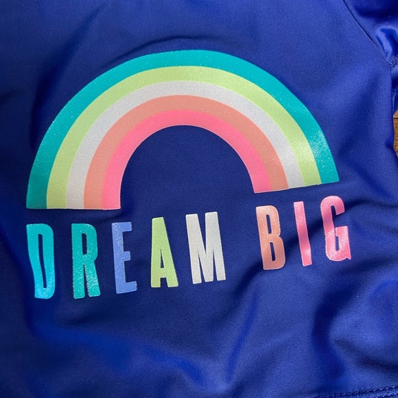 Carters Infant Girls Blue Dream Big Rainbow Rash Guard Swimming Suit Top 6M - Picture 2 of 6